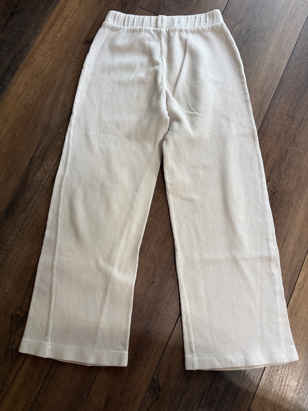 ZARA Ribbed Knit Wide Leg Lounge Pants Cream Off White Size M